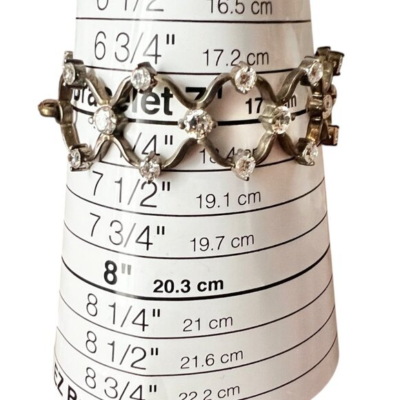 Cz Diamond & sterling Silver Tennis Bracelet 7" Elegant Lattice Design - Picture 7 of 9